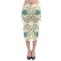 Folk Flowers Print Floral Pattern Ethnic Art Midi Pencil Skirt by Eskimos