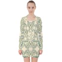 Folk flowers print Floral pattern Ethnic art V-neck Bodycon Long Sleeve Dress View1