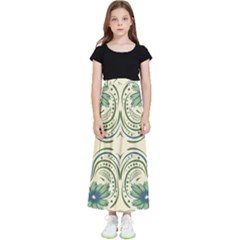 Folk Flowers Print Floral Pattern Ethnic Art Kids  Flared Maxi Skirt by Eskimos