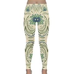 Folk Flowers Print Floral Pattern Ethnic Art Lightweight Velour Classic Yoga Leggings by Eskimos