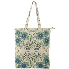 Folk Flowers Print Floral Pattern Ethnic Art Double Zip Up Tote Bag by Eskimos