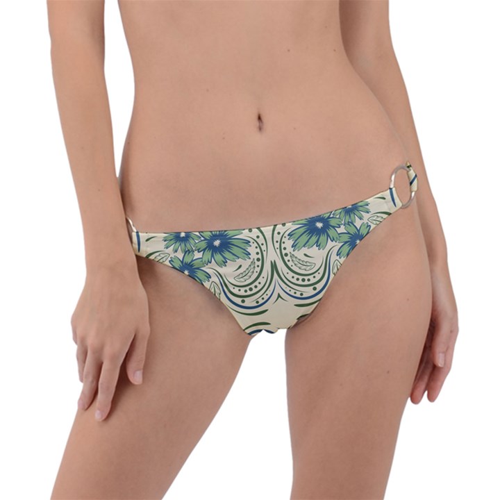 Folk flowers print Floral pattern Ethnic art Ring Detail Bikini Bottom