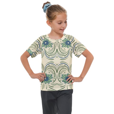 Folk Flowers Print Floral Pattern Ethnic Art Kids  Mesh Piece Tee by Eskimos