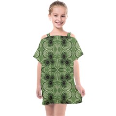 Folk Flowers Print Floral Pattern Ethnic Art Kids  One Piece Chiffon Dress by Eskimos