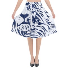 Head Art-lion Drawing Flared Midi Skirt