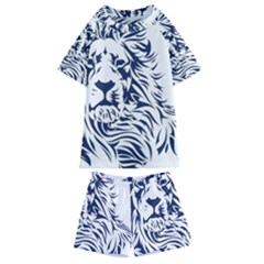 Head Art-lion Drawing Kids  Swim Tee And Shorts Set