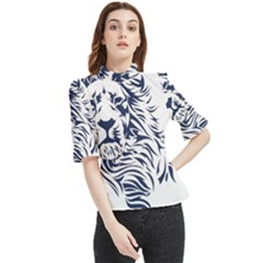 Head Art-lion Drawing Frill Neck Blouse