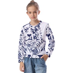 Head Art-lion Drawing Kids  Long Sleeve Tee With Frill 