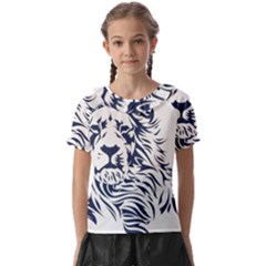 Head Art-lion Drawing Kids  Frill Chiffon Blouse