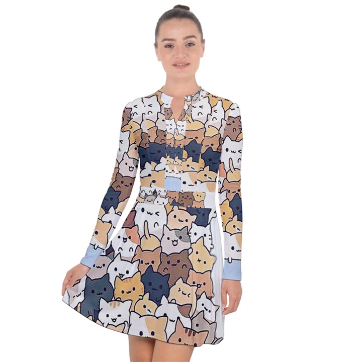 Cat-kitten Long Sleeve Panel Dress