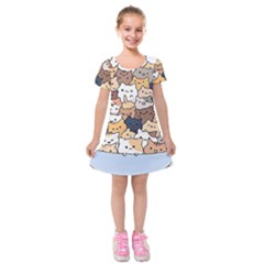 Cat-kitten Kids  Short Sleeve Velvet Dress