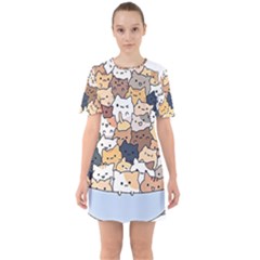 Cat-kitten Sixties Short Sleeve Mini Dress