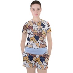 Cat-kitten Women s Tee And Shorts Set