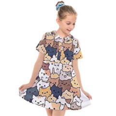 Cat-kitten Kids  Short Sleeve Shirt Dress