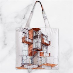 Rag-flats-onion-flats-llc-architecture-drawing Graffiti-architecture Zipper Grocery Tote Bag by Jancukart