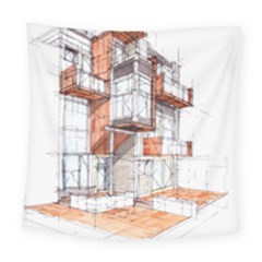 Rag-flats-onion-flats-llc-architecture-drawing Graffiti-architecture Square Tapestry (large)