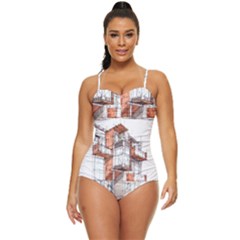 Rag-flats-onion-flats-llc-architecture-drawing Graffiti-architecture Retro Full Coverage Swimsuit by Jancukart