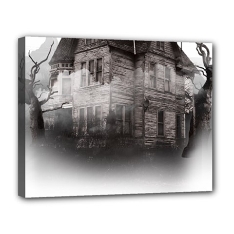 Haunted-night Building Canvas 14  X 11  (stretched) by Jancukart