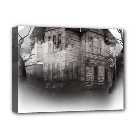 Haunted-night Building Deluxe Canvas 16  X 12  (stretched)  by Jancukart