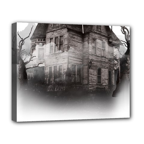 Haunted-night Building Deluxe Canvas 20  X 16  (stretched) by Jancukart