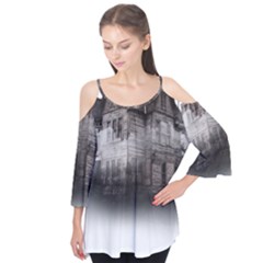 Haunted-night Building Flutter Sleeve Tee 