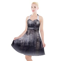 Haunted-night Building Halter Party Swing Dress 