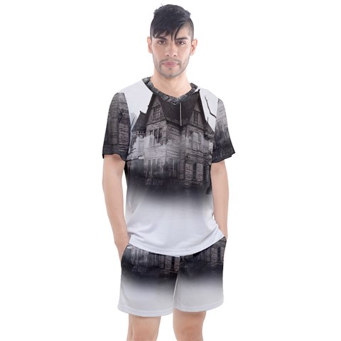 Haunted-night Building Men s Mesh Tee And Shorts Set by Jancukart