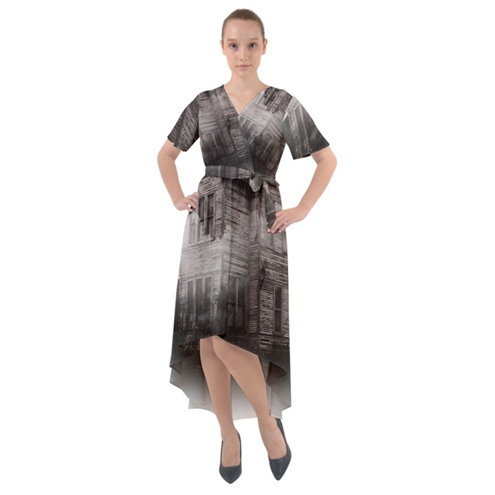 Haunted-night Building Front Wrap High Low Dress