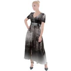 Haunted-night Building Button Up Short Sleeve Maxi Dress by Jancukart