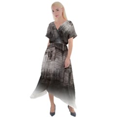 Haunted-night Building Cross Front Sharkbite Hem Maxi Dress by Jancukart