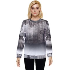 Haunted-night Building Hidden Pocket Sweatshirt