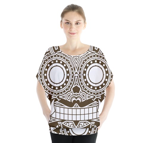 Barong-mask-art-bali Batwing Chiffon Blouse by Jancukart