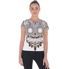 Barong-mask-art-bali Short Sleeve Sports Top 