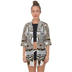 Barong-mask-art-bali Open Front Chiffon Kimono