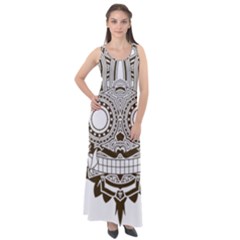 Barong-mask-art-bali Sleeveless Velour Maxi Dress