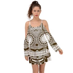 Barong-mask-art-bali Kimono Sleeves Boho Dress