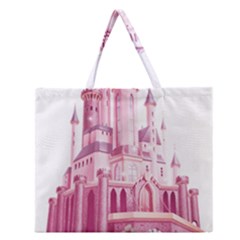 Pink Castle Zipper Large Tote Bag