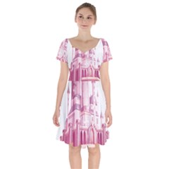 Pink Castle Short Sleeve Bardot Dress