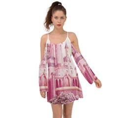 Pink Castle Kimono Sleeves Boho Dress