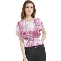 Pink Castle Butterfly Chiffon Blouse