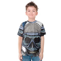 Skull-underwater-diving-skeleton-diving-head Kids  Cotton Tee