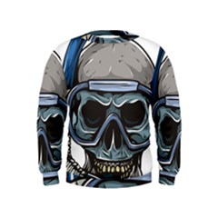 Skull-underwater-diving-skeleton-diving-head Kids  Sweatshirt