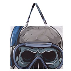 Skull-underwater-diving-skeleton-diving-head Zipper Large Tote Bag