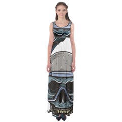 Skull-underwater-diving-skeleton-diving-head Empire Waist Maxi Dress