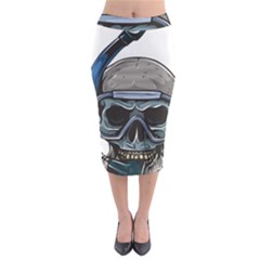 Skull-underwater-diving-skeleton-diving-head Midi Pencil Skirt by Jancukart