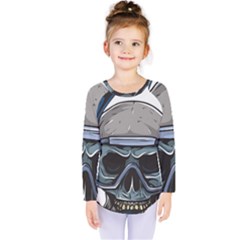 Skull-underwater-diving-skeleton-diving-head Kids  Long Sleeve Tee