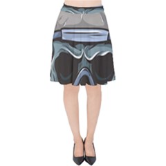 Skull-underwater-diving-skeleton-diving-head Velvet High Waist Skirt