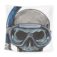 Skull-underwater-diving-skeleton-diving-head Square Tapestry (large)