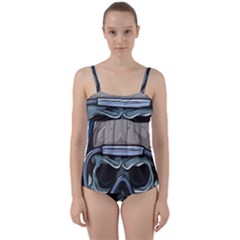 Skull-underwater-diving-skeleton-diving-head Twist Front Tankini Set