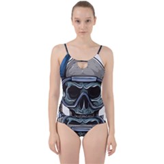 Skull-underwater-diving-skeleton-diving-head Cut Out Top Tankini Set